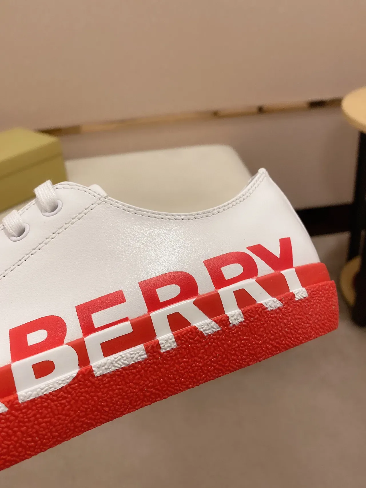 Burberry Logo-Print White and Red Lifestyle Sneakers 4
