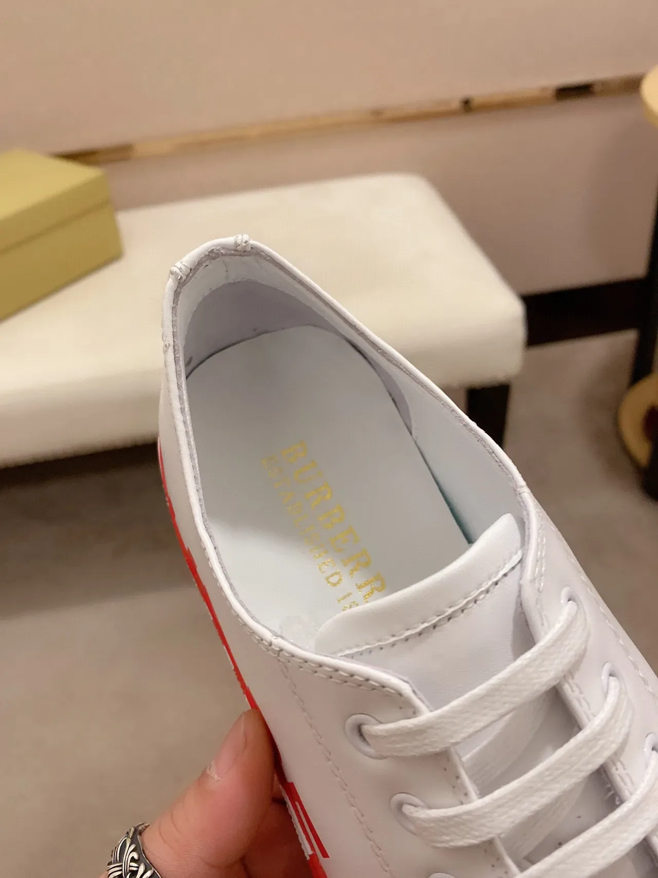 Burberry Logo-Print White and Red Lifestyle Sneakers 5