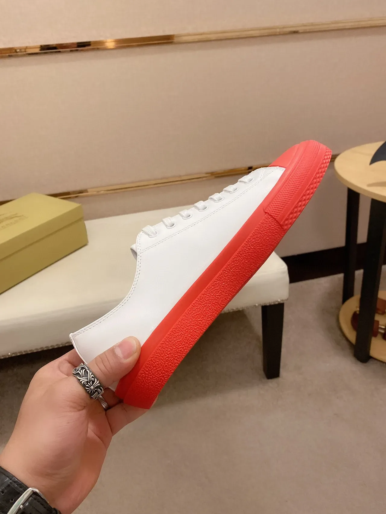 Burberry Logo-Print White and Red Lifestyle Sneakers 6