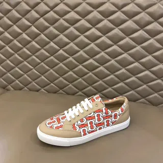 Burberry Monogram-Print Beige Low-Top Lifestyle Sneakers