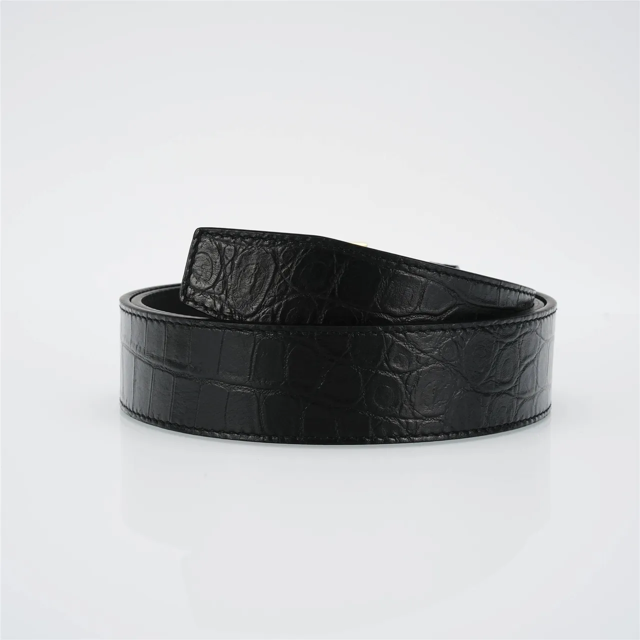Burberry TB Belt Black Croc-Embossed Leather Belt 3