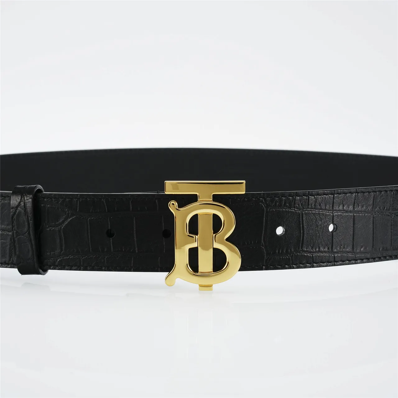 Burberry TB Belt Black Croc-Embossed Leather Belt 8