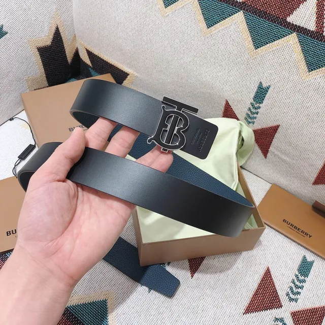 Burberry TB Belt Black Smooth Leather Belt 2
