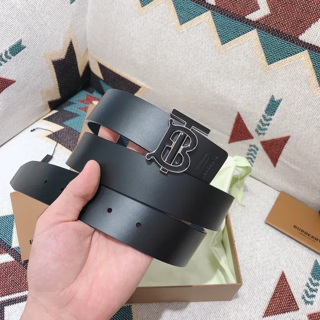 Burberry TB Belt Black Smooth Leather Belt 4