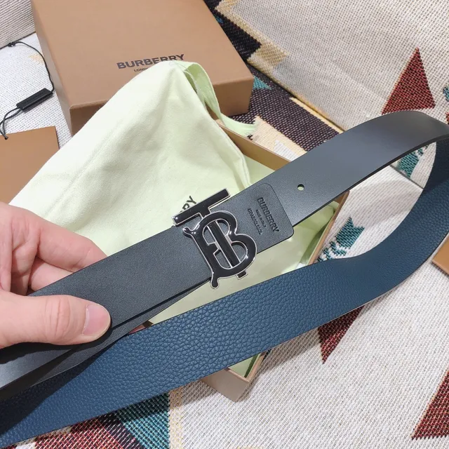 Burberry TB Belt Black Smooth Leather Belt 7