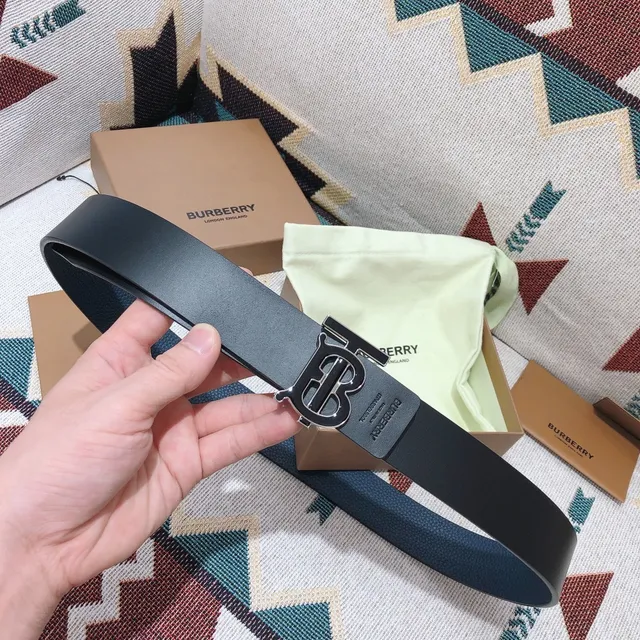 Burberry TB Belt Black Smooth Leather Belt 8