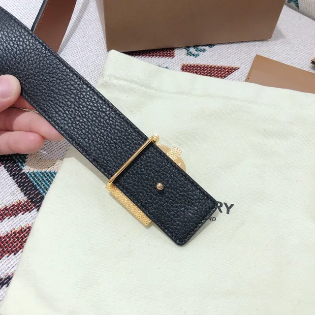 Burberry TB Belt Couro Bege Fivela Dourada Couro Cinto 7