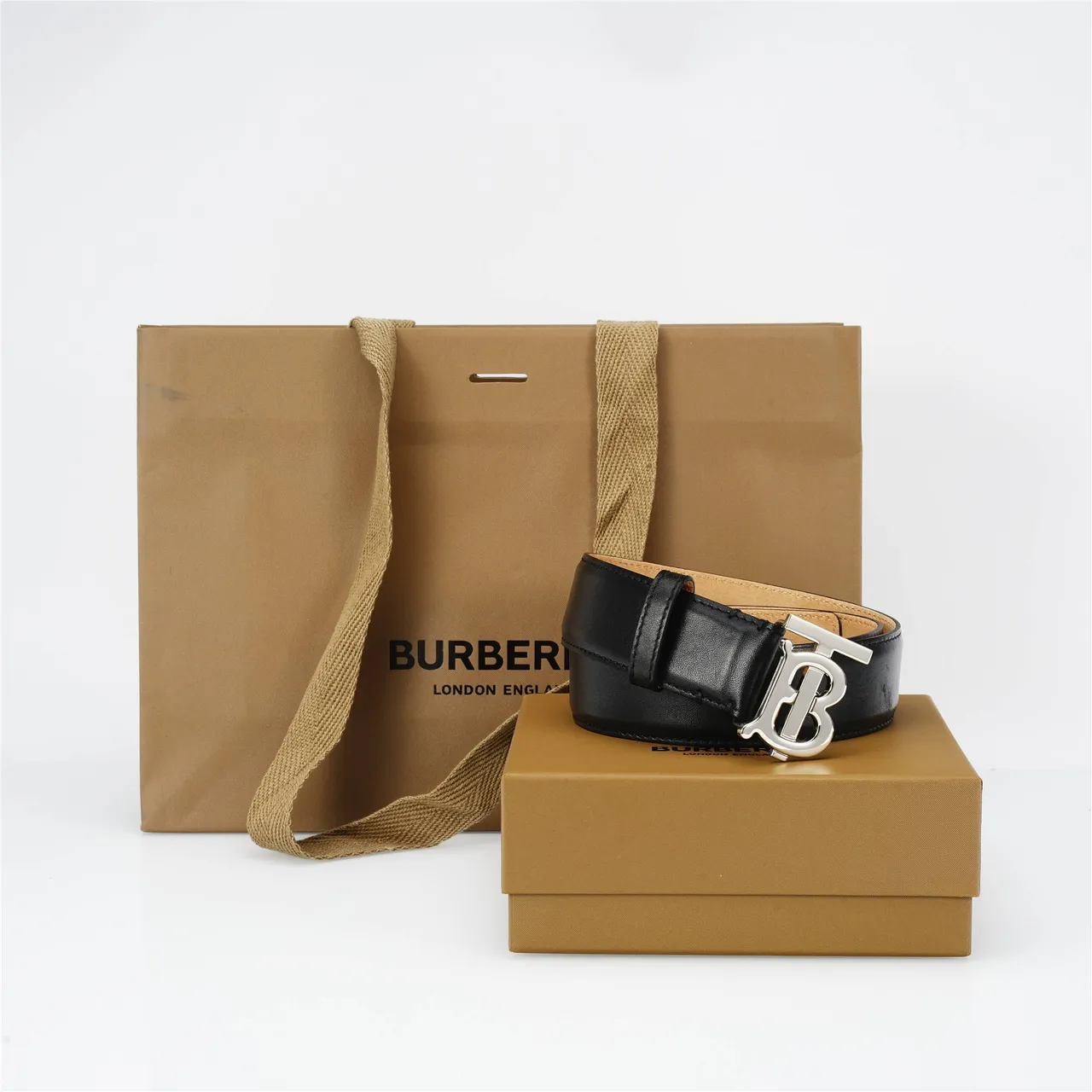 Burberry TB Monogram Belt Ceinture Noir Cuir 4