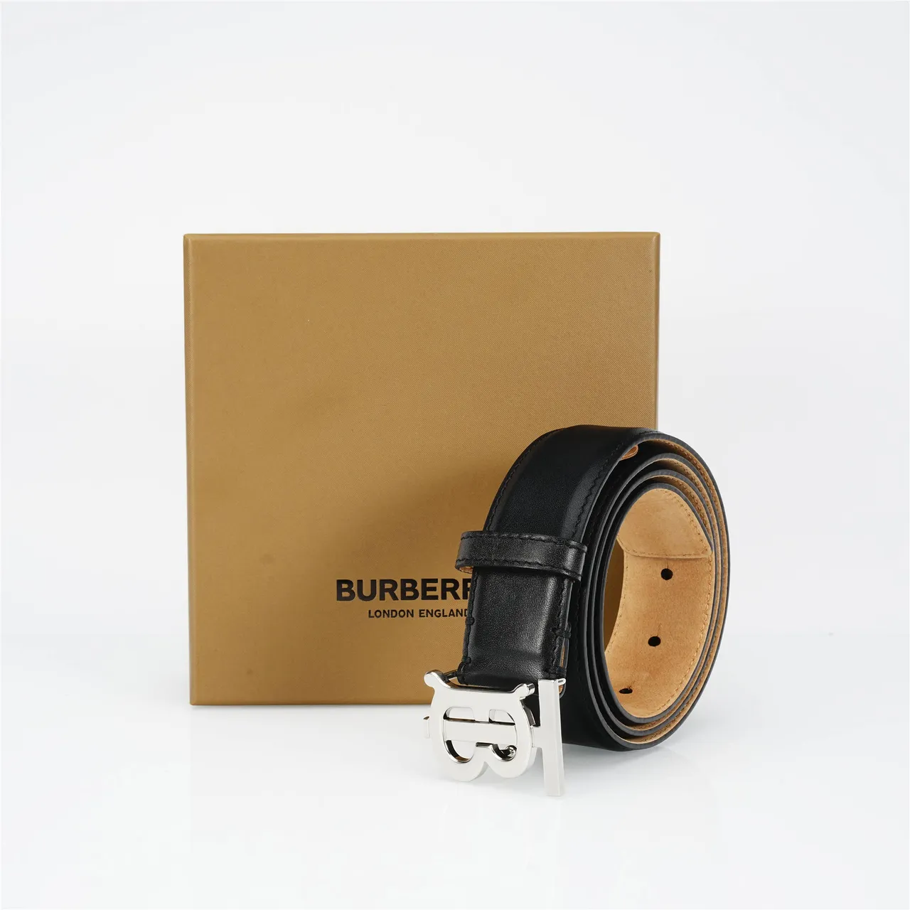 Burberry TB Monogram Belt Ceinture Noir Cuir 5