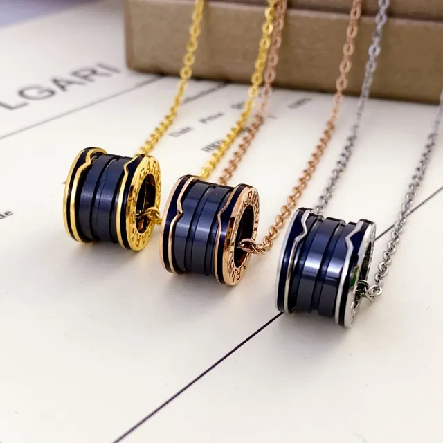 Bvlgari B.zero1 Cylindrical Multi-Ring Ceramic Inlay Necklace 2