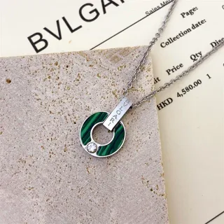 Bvlgari B.zero1 Malachite Enamel and Diamond Pendant Necklace