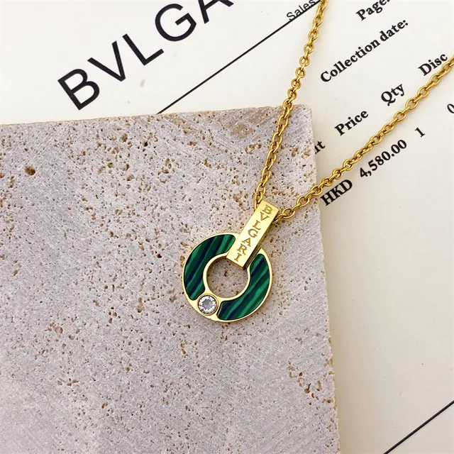 Bvlgari B.zero1 Malachite Enamel and Diamond Pendant Necklace 4