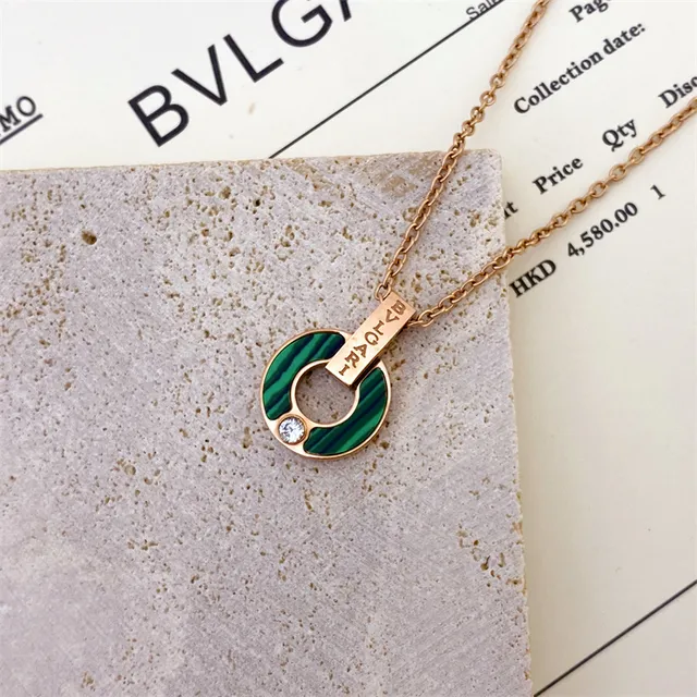 Bvlgari B.zero1 Malachite Enamel and Diamond Pendant Necklace 5