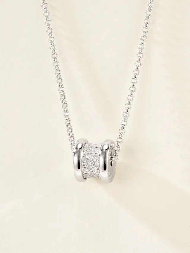 Bvlgari B.zero1 Pavé Diamond 圆柱形吊坠项链 16