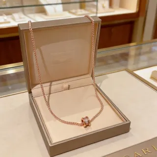 Bvlgari B.zero1 गुलाबी सोने की ब्रेडेड चेन पावे पेंडेंट नेकलेस