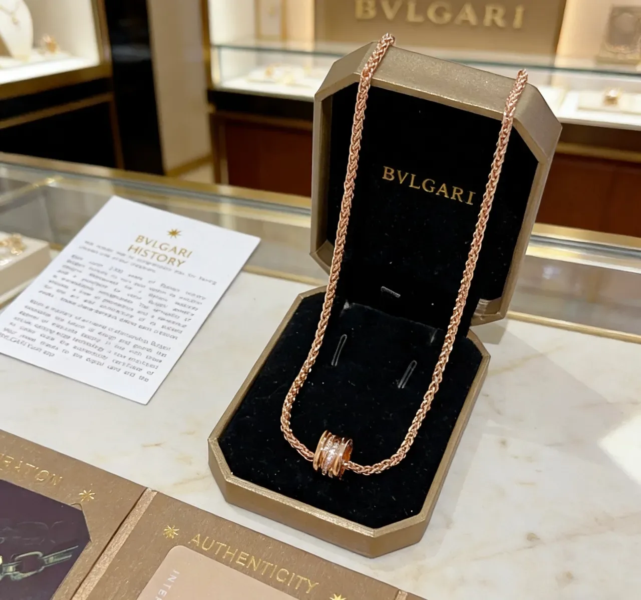 Bvlgari B.zero1 Rose Gold Braided Chain Pavé Pendant Necklace 4