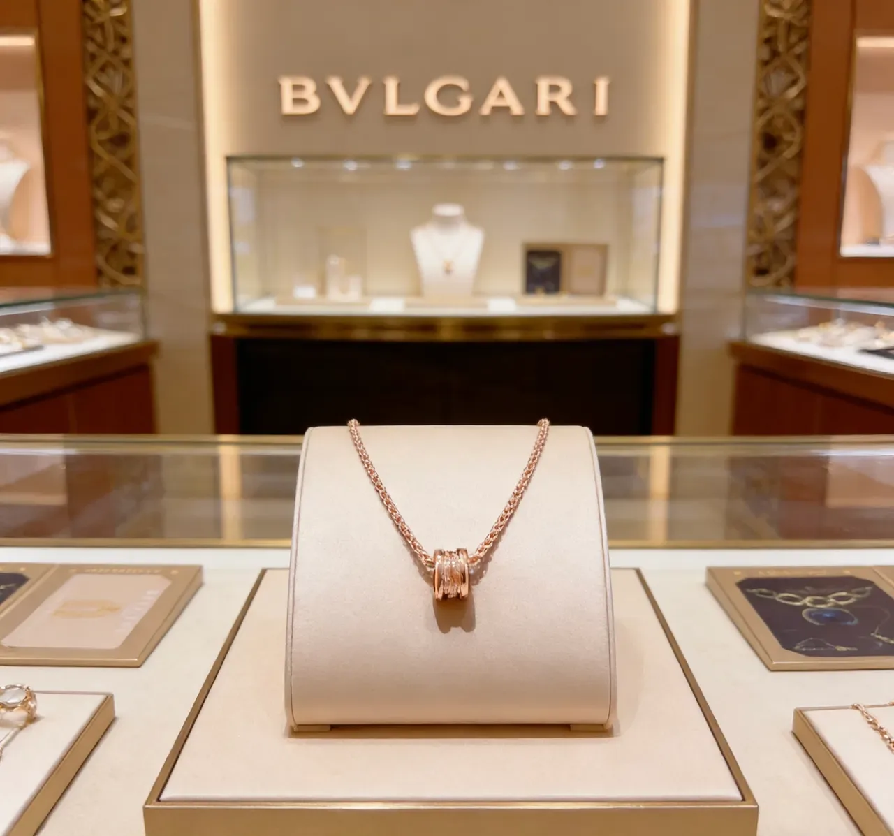 Bvlgari B.zero1 Rose Gold Braided Chain Pavé Pendant Necklace 7