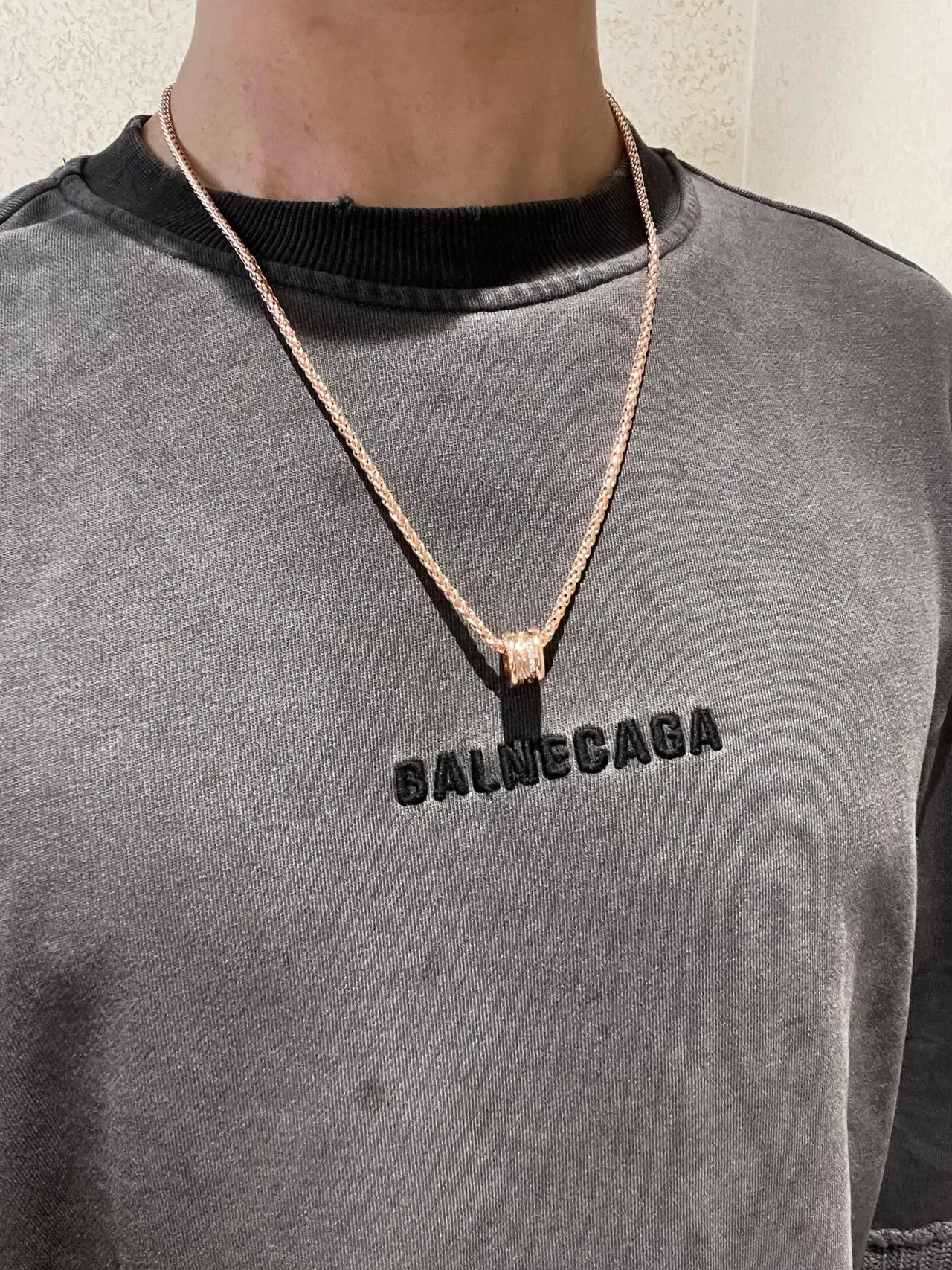 Bvlgari B.zero1 Rose Gold Braided Chain Pavé Pendant Necklace 8