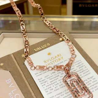 Bvlgari B.zero1 ذهب وردي Pavé ومينا قلادة