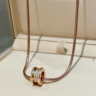 Bvlgari B.zero1 Rose Gold Pavé Diamond Multi-Ring Pendant Necklace