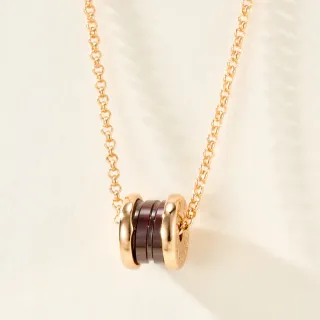 Bvlgari B.zero1 ثلاث حلقات قلادة سيراميك أحمر بوردو وذهب