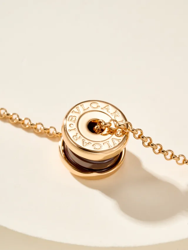 Bvlgari B.zero1 তিন রিং বার্গান্ডি সিরামিক এবং সোনার নেকলেস 10