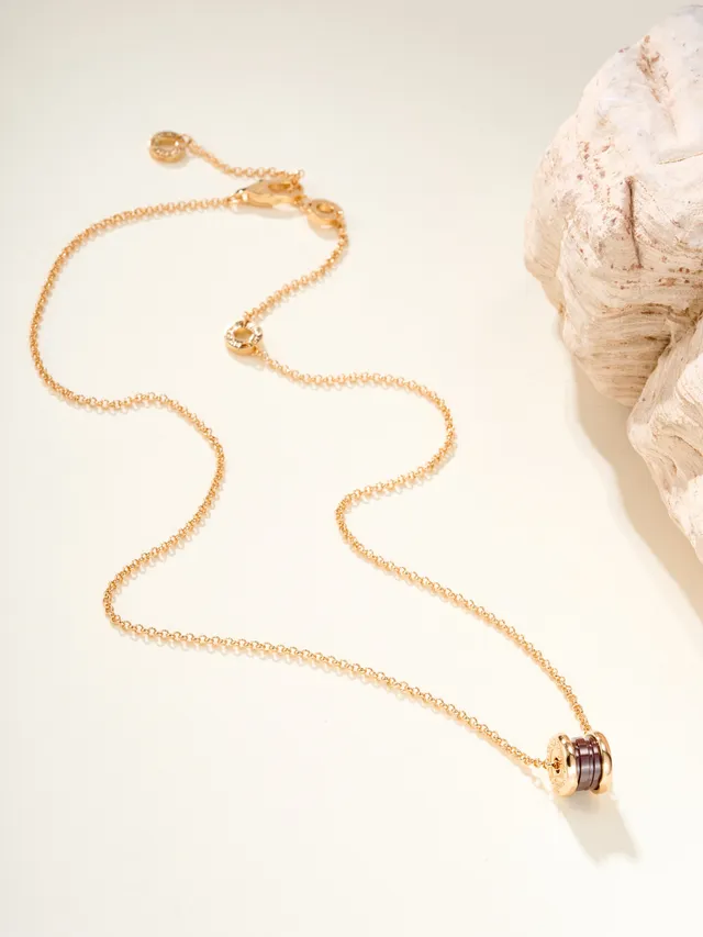 Bvlgari B.zero1 তিন রিং বার্গান্ডি সিরামিক এবং সোনার নেকলেস 12