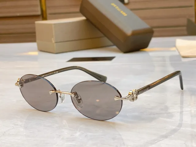 Bvlgari Brown Gold Rimless Oval Tortoiseshell Temples Sunglasses 8