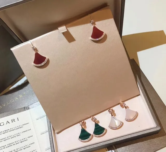 Bvlgari Divas’ Dream 扇形 孔雀石 白红 耳环 3