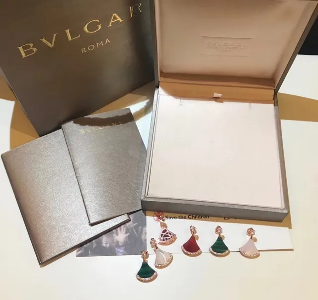 Bvlgari Divas’ Dream 扇形 孔雀石 白红 耳环 4