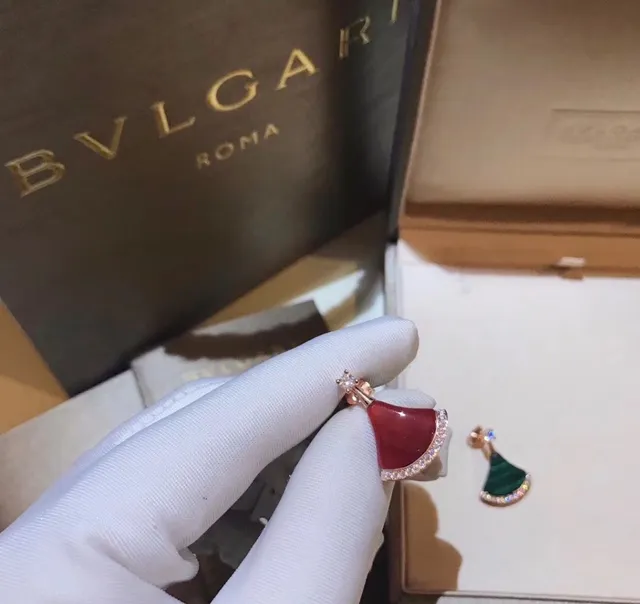Bvlgari Divas’ Dream 扇形 孔雀石 白红 耳环 5