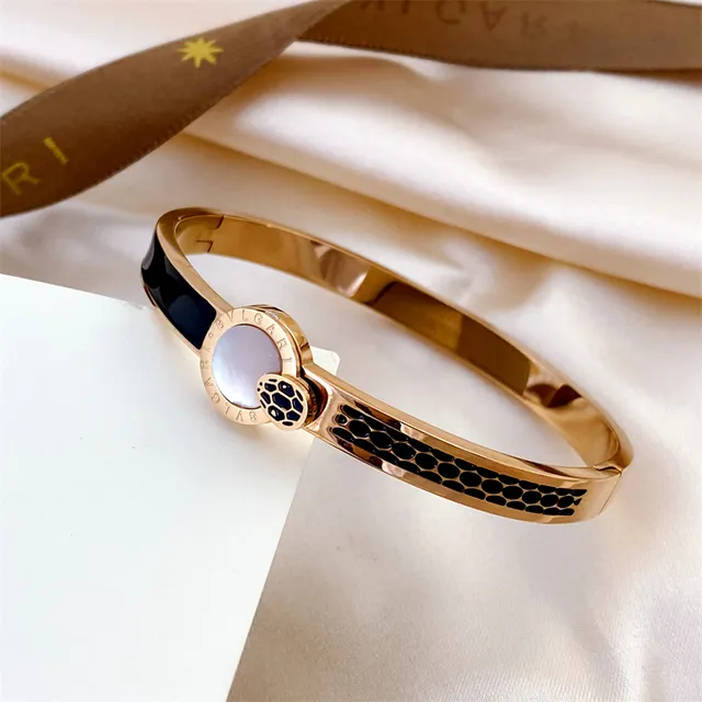 Bvlgari Gold Black Rigid Bangle Honeycomb Enamel Inlay Bracelet 3