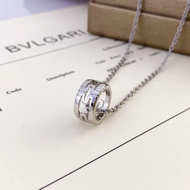 Bvlgari সোনা রূপো সিলিন্ড্রিক্যাল ওপেনওয়ার্ক জ্যামিতিক মোটিফ পেন্ড্যান্ট ইন্টারলকিং নেকলেস 2