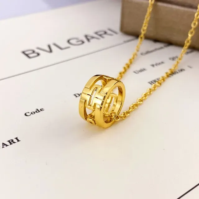 Bvlgari সোনা রূপো সিলিন্ড্রিক্যাল ওপেনওয়ার্ক জ্যামিতিক মোটিফ পেন্ড্যান্ট ইন্টারলকিং নেকলেস 4