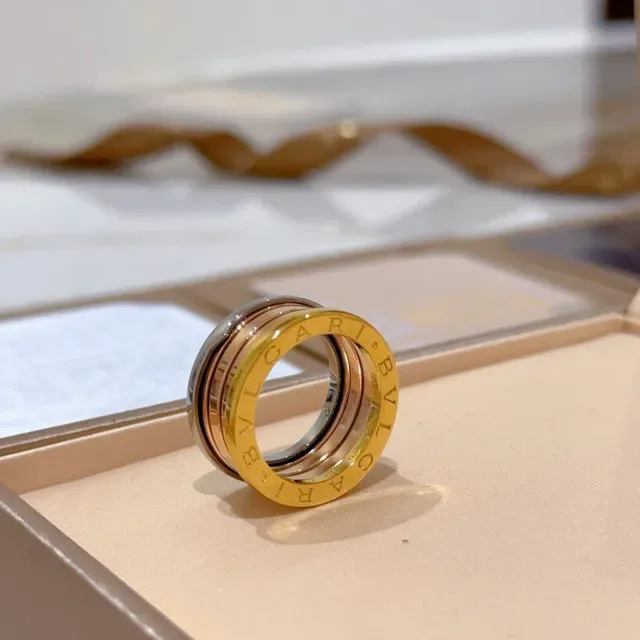 Bvlgari Bague Or Argent Empilable Multi-Bande Conception Rotative 3