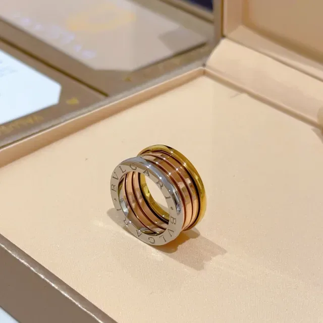 Bvlgari Bague Or Argent Empilable Multi-Bande Conception Rotative 5