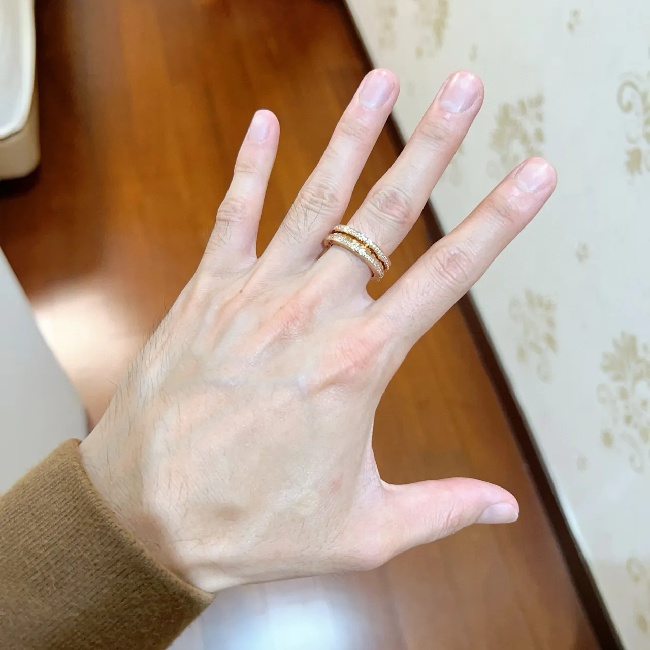 Bvlgari Gold Silver Triple-Band Pavé-Set Ring 2