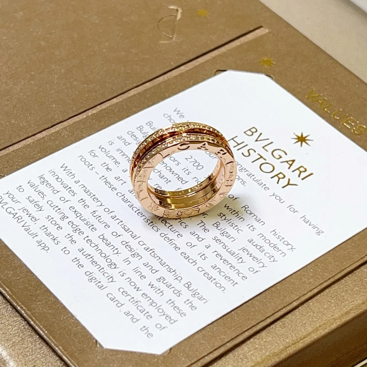 Bvlgari Gold Silver Triple-Band Pavé-Set Ring 3