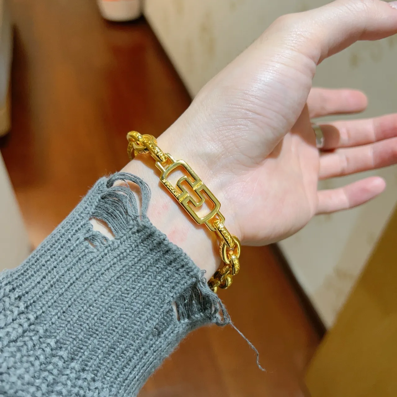 Bvlgari Greca Motif سوار سلسلة ذهبية سميكة 7