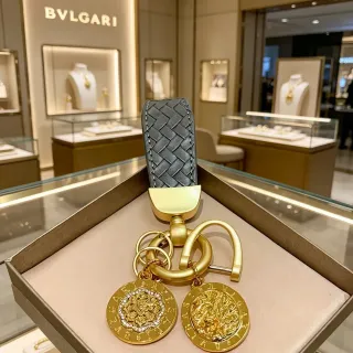 Bvlgari Monete Black Gold Woven Leather Strap Metal Hardware Jewelry