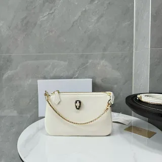 Bvlgari Serpenti Mini Chain Bag Off-White Gold-Tone Underarm Bag
