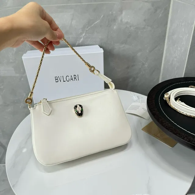 حقيبة Bvlgari Serpenti سلسلة صغيرة أبيض ذهبي تحت الإبط 2