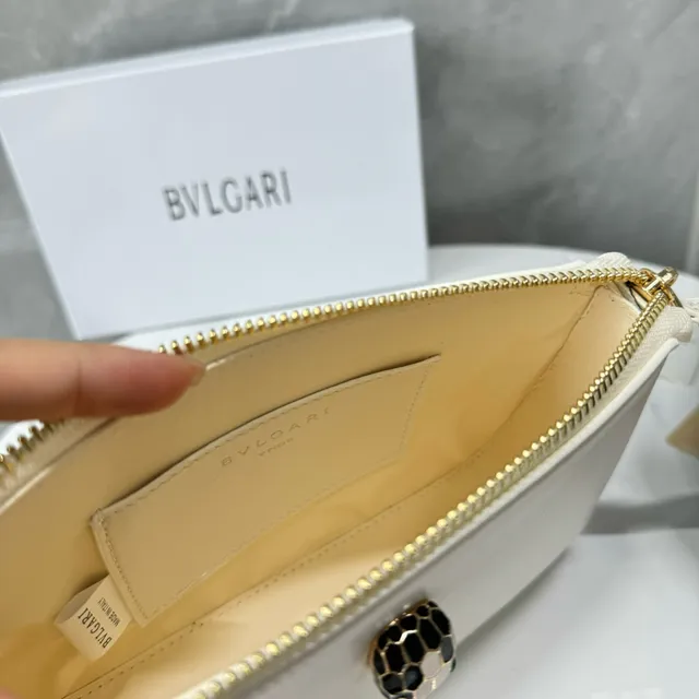 حقيبة Bvlgari Serpenti سلسلة صغيرة أبيض ذهبي تحت الإبط 3