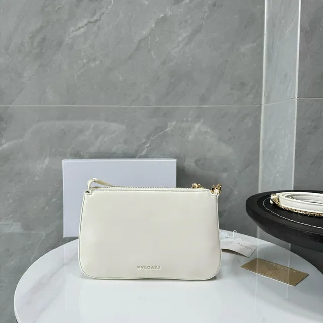 حقيبة Bvlgari Serpenti سلسلة صغيرة أبيض ذهبي تحت الإبط 5