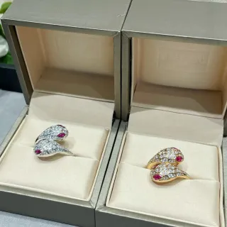 Bvlgari Serpenti 蛇形戒指 镶嵌钻石与红宝石