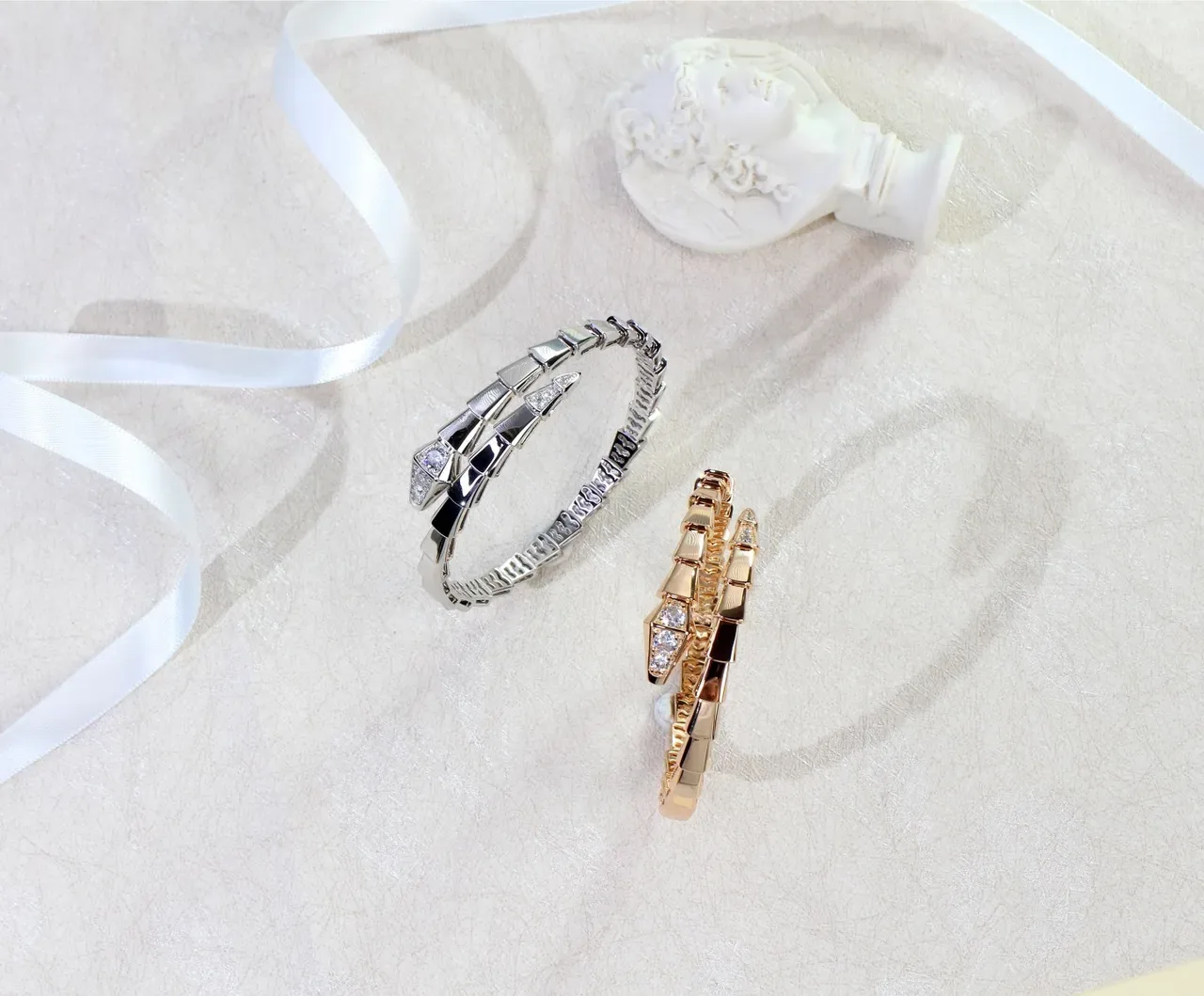 Bvlgari Serpenti Rose Gold Pavé Diamond Snake Bracelet 6