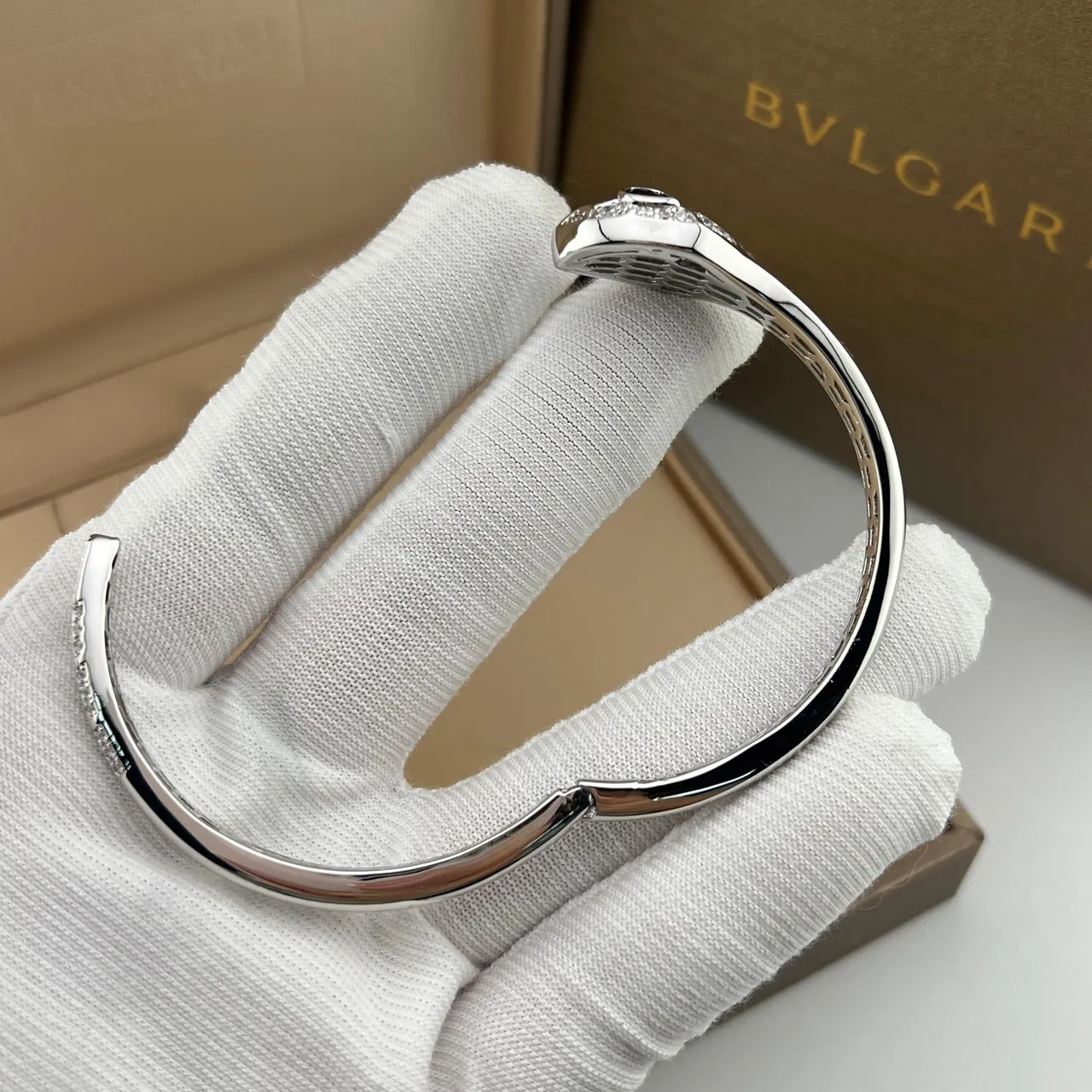 Bvlgari Serpenti Snake-Head Pavé Diamond Cuff Bracelets 3