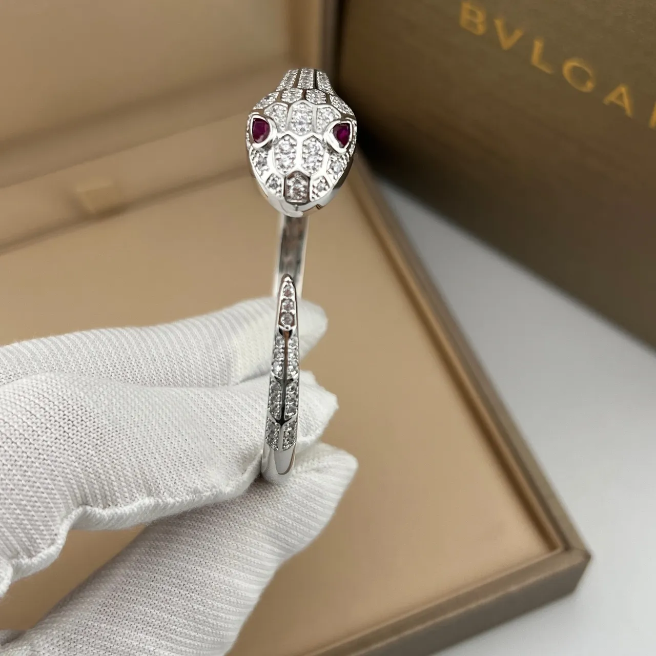 Bvlgari Serpenti Snake-Head Pavé Diamond Cuff Bracelets 5