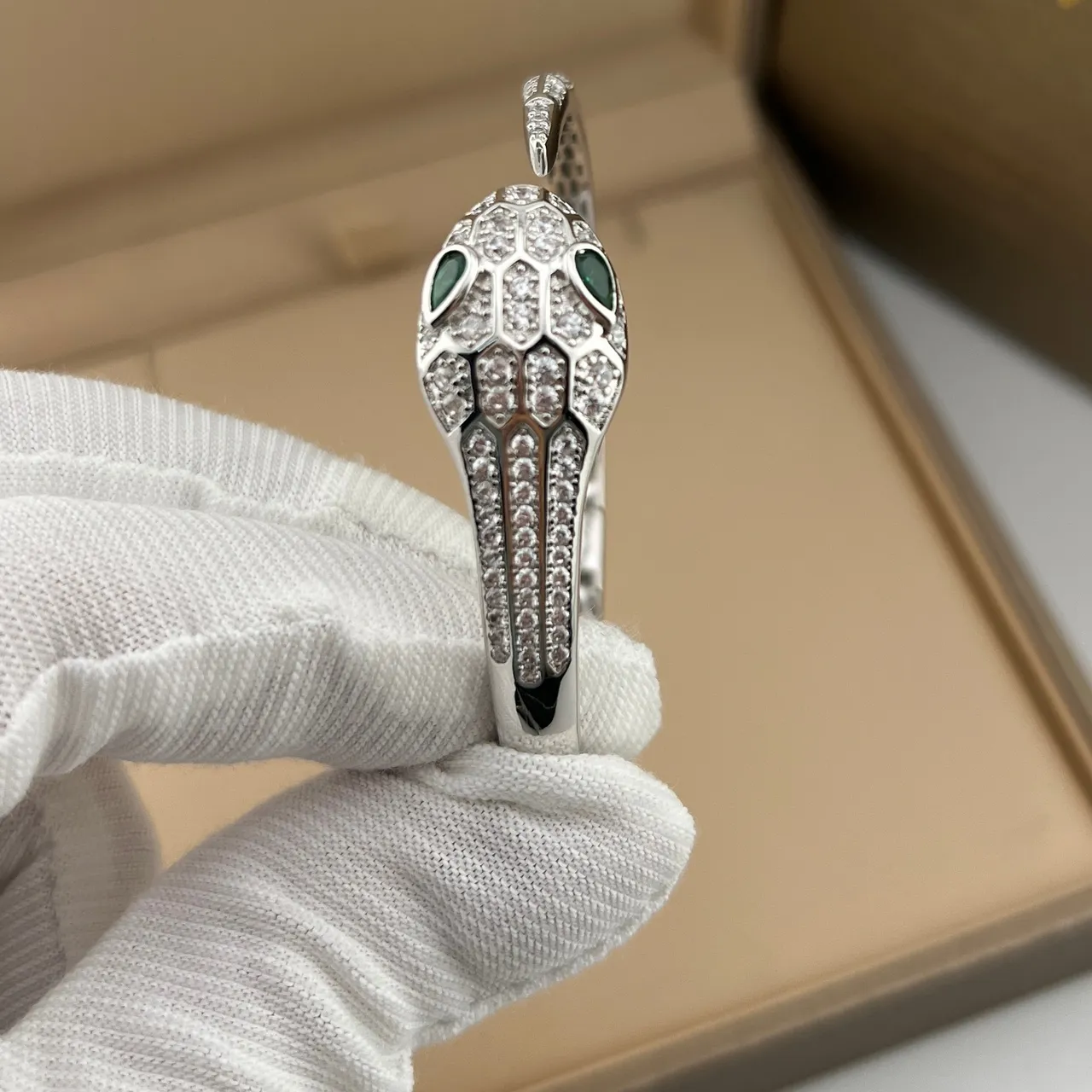 Bvlgari Serpenti Snake-Head Pavé Diamond Cuff Bracelets 6