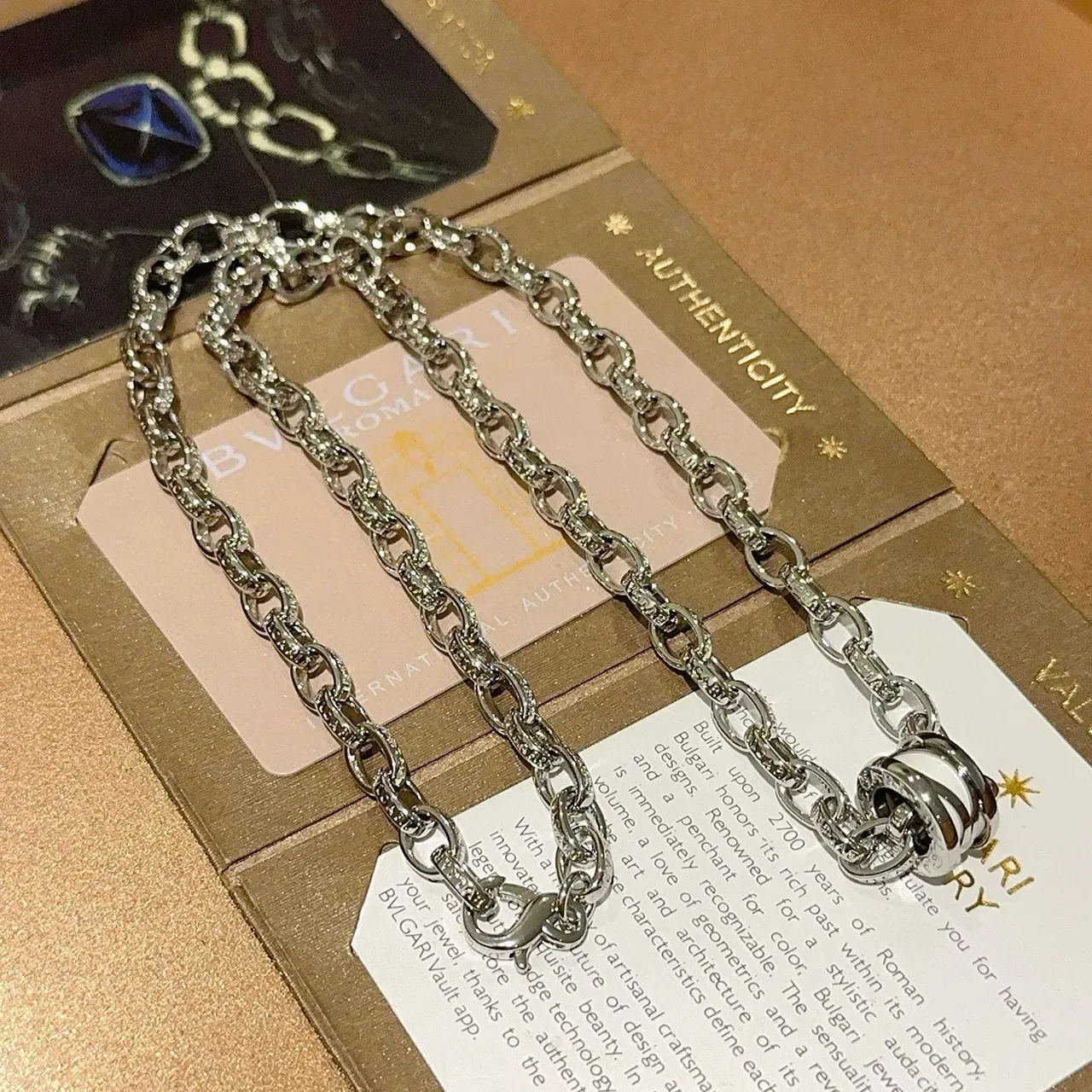Bvlgari Silver White Oval-Link Chain Pavé-Set Accents Necklace 6